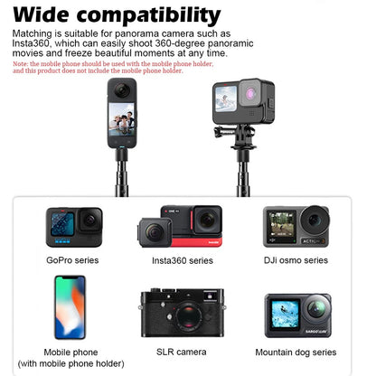 🚴Motorcycle & Bike Handlebar Camera Mount with Telescopic Selfie Stick | Cycling POV Recording Bracket