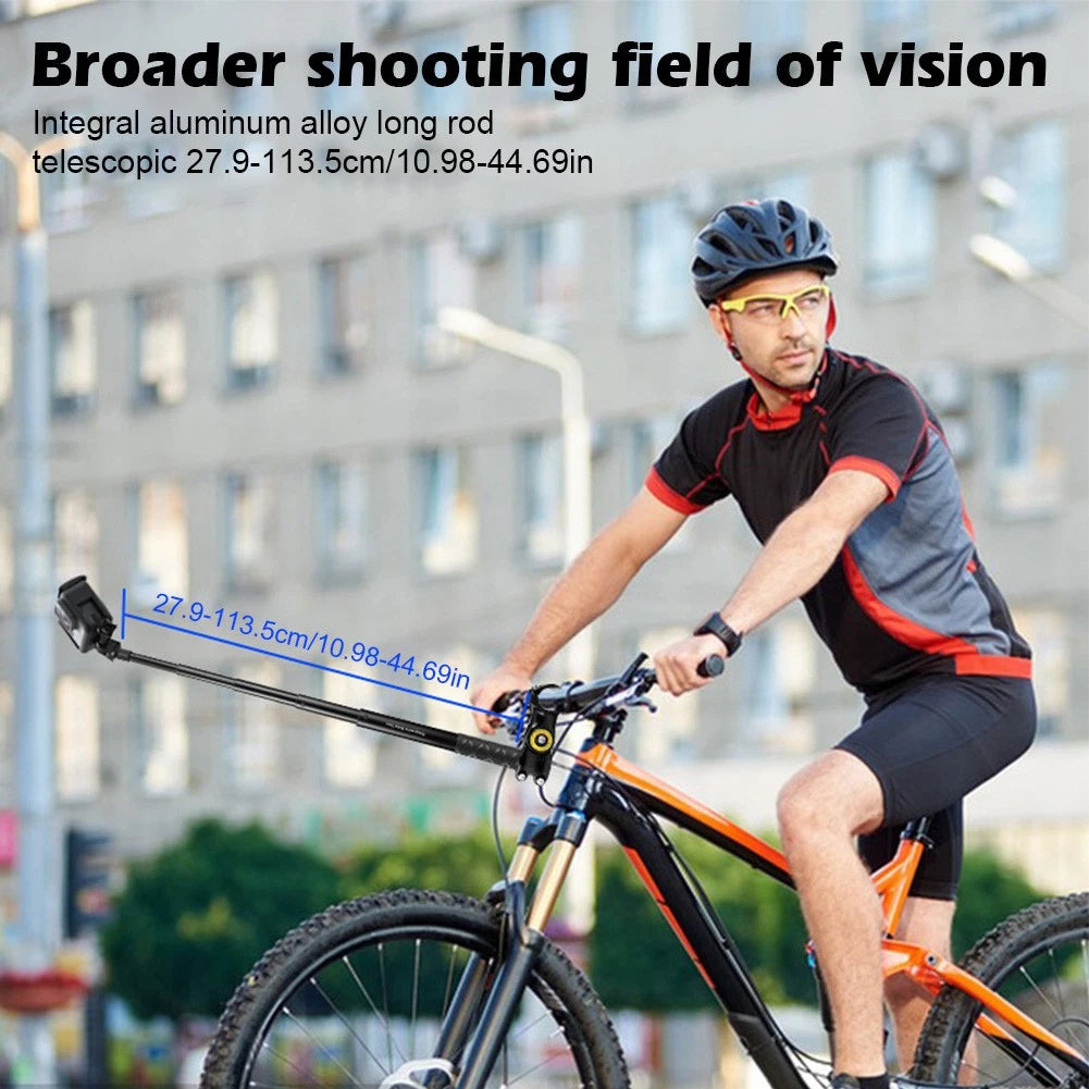 🚴Motorcycle & Bike Handlebar Camera Mount with Telescopic Selfie Stick | Cycling POV Recording Bracket