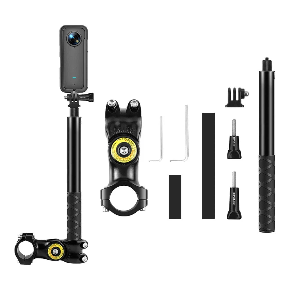 🚴Motorcycle & Bike Handlebar Camera Mount with Telescopic Selfie Stick | Cycling POV Recording Bracket