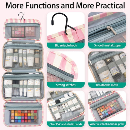 🎀 Hanging Travel Toiletry Bag | Multi-Compartment Waterproof Makeup Organizer
