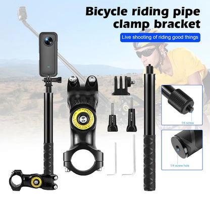 🚴Motorcycle & Bike Handlebar Camera Mount with Telescopic Selfie Stick | Cycling POV Recording Bracket
