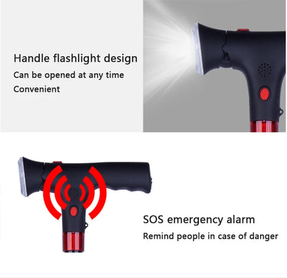 🦯 Foldable Walking Cane for Seniors |10-Level Height Adjustment, Built-in LED Light & One-Click SOS Alarm
