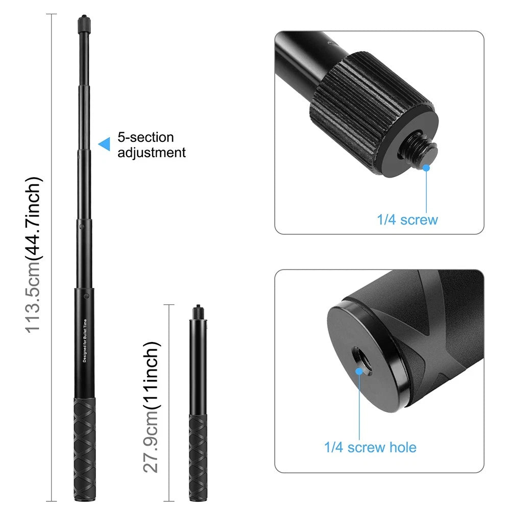 🚴Motorcycle & Bike Handlebar Camera Mount with Telescopic Selfie Stick | Cycling POV Recording Bracket