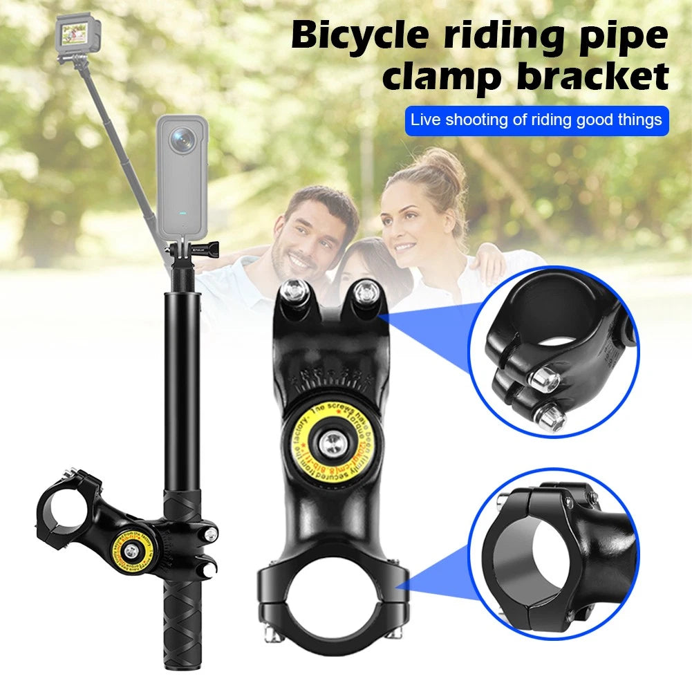🚴Motorcycle & Bike Handlebar Camera Mount with Telescopic Selfie Stick | Cycling POV Recording Bracket
