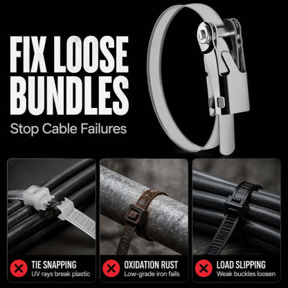 ✨Heavy Duty Stainless Steel Cable Tie with Flip Lock Buckle（10 PCS）