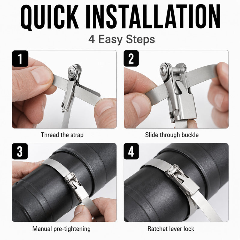 ✨Heavy Duty Stainless Steel Cable Tie with Flip Lock Buckle（10 PCS）