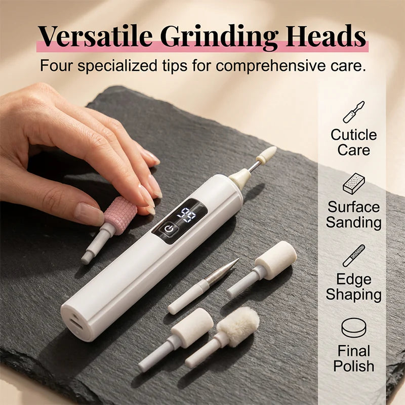 💅✨ Professional Electric Nail Polisher – Smooths thick nails, 99-speed display. Multiple heads for shaping & buffing. Salon at home! 🌟💎