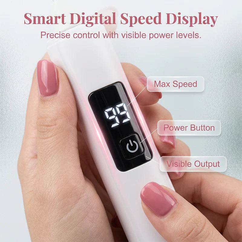 💅✨ Professional Electric Nail Polisher – Smooths thick nails, 99-speed display. Multiple heads for shaping & buffing. Salon at home! 🌟💎