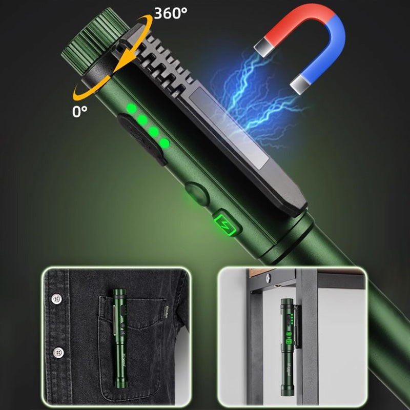🔦🧲Multifunctional Magnetic Pen-Style Work Light – Portable, Rotatable LED Work Flashlight; Hands-Free Lighting with Magnetic Base