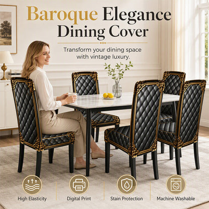 🖤 Baroque Stretch Dining Chair Cover – Elegant Washable Furniture Protector