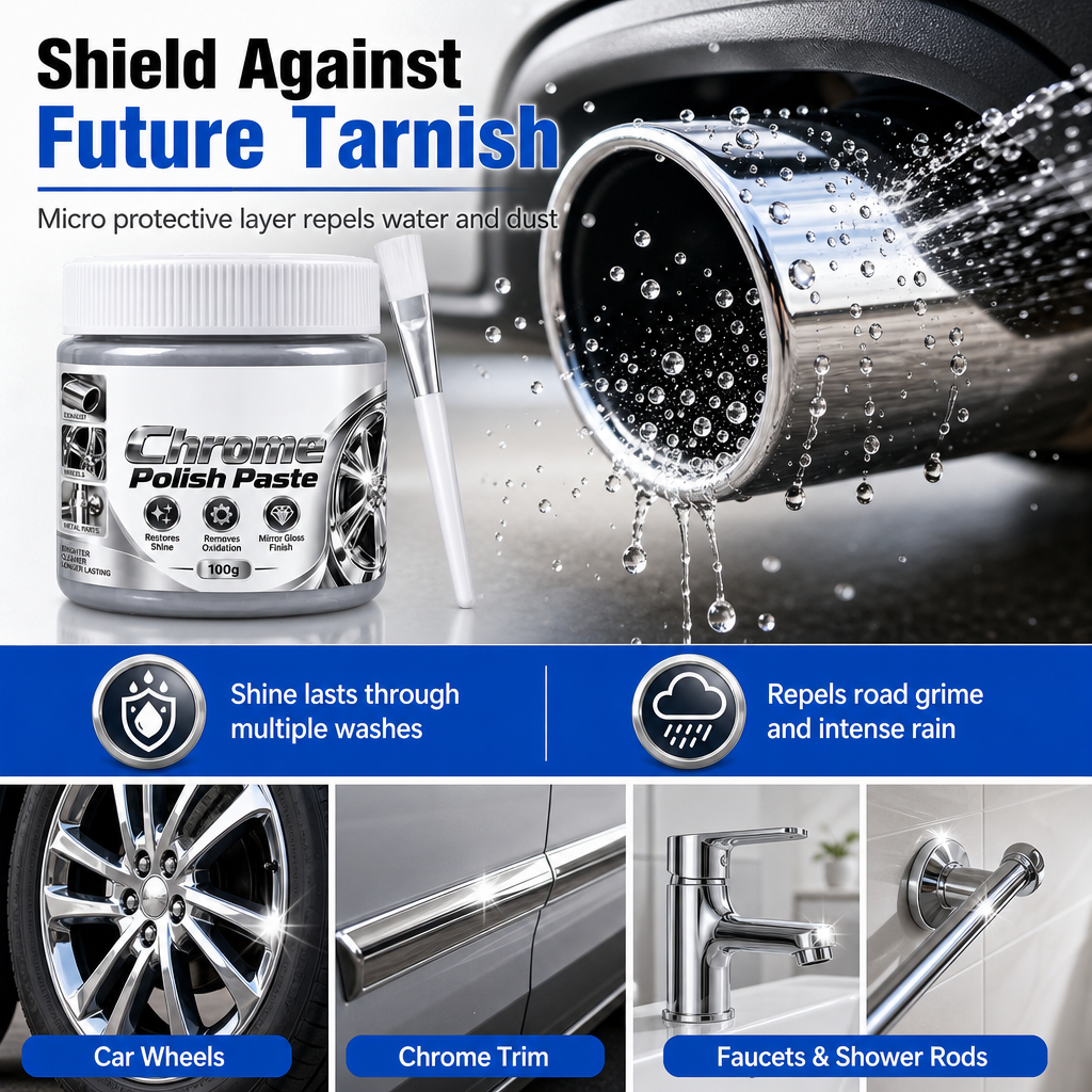 Chrome Polish Paste | Metal Polishing Cream for Chrome & Stainless Steel