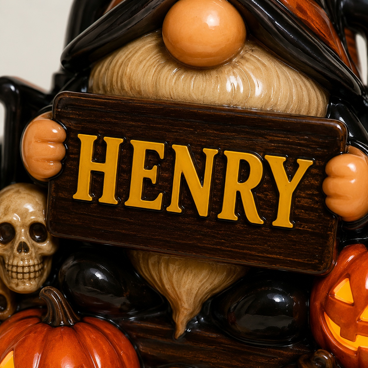 👻 	Personalized Halloween Goblin Ornament – Custom Name Resin Hanging Decor for Home