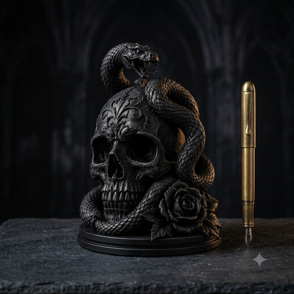 ☠️🌹Gothic Skull, Snake, and Rose Ornament
