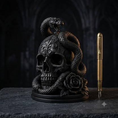 ☠️🌹Gothic Skull, Snake, and Rose Ornament