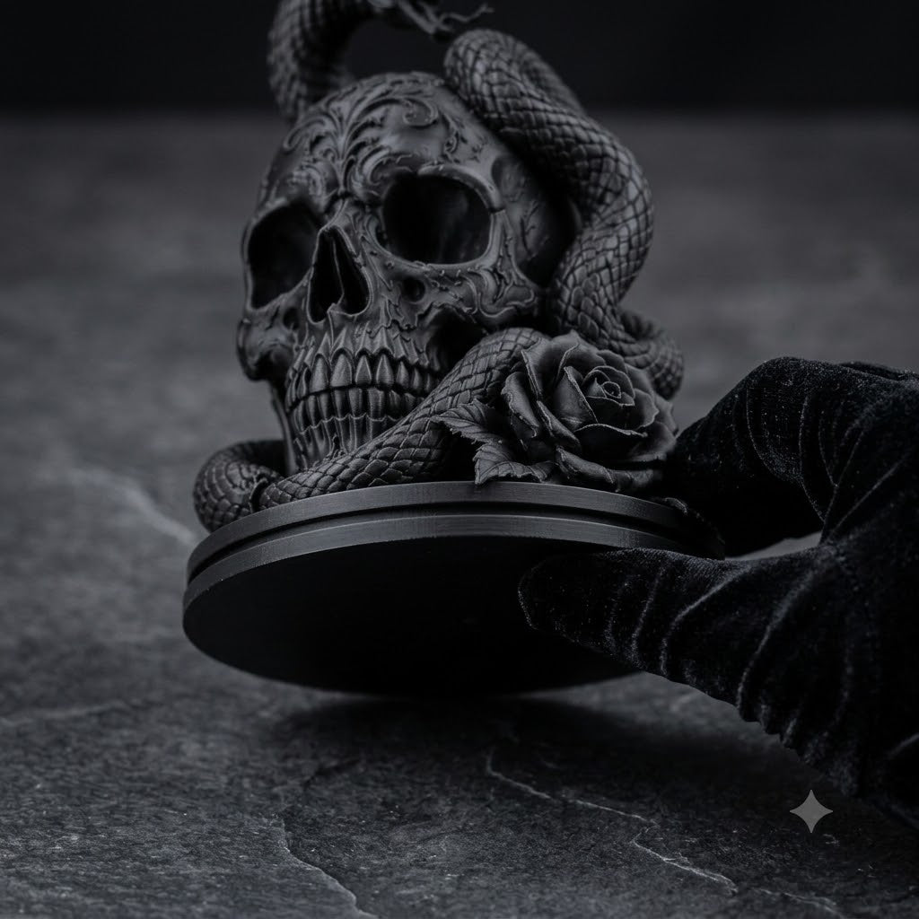 ☠️🌹Gothic Skull, Snake, and Rose Ornament