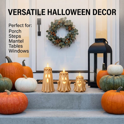 👻Ghost LED Candle Set | Halloween Spooky Ghost Decor