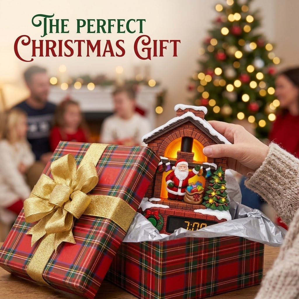 🎄🎅Santa's Fireplace Light‑Up Alarm Clock|Bring magical Christmas warmth to every morning