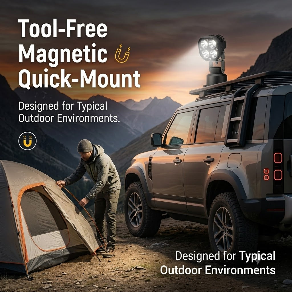 Heavy-Duty Magnetic Remote LED Work Light | Off-Road, Camping & Construction Portable Flood Light
