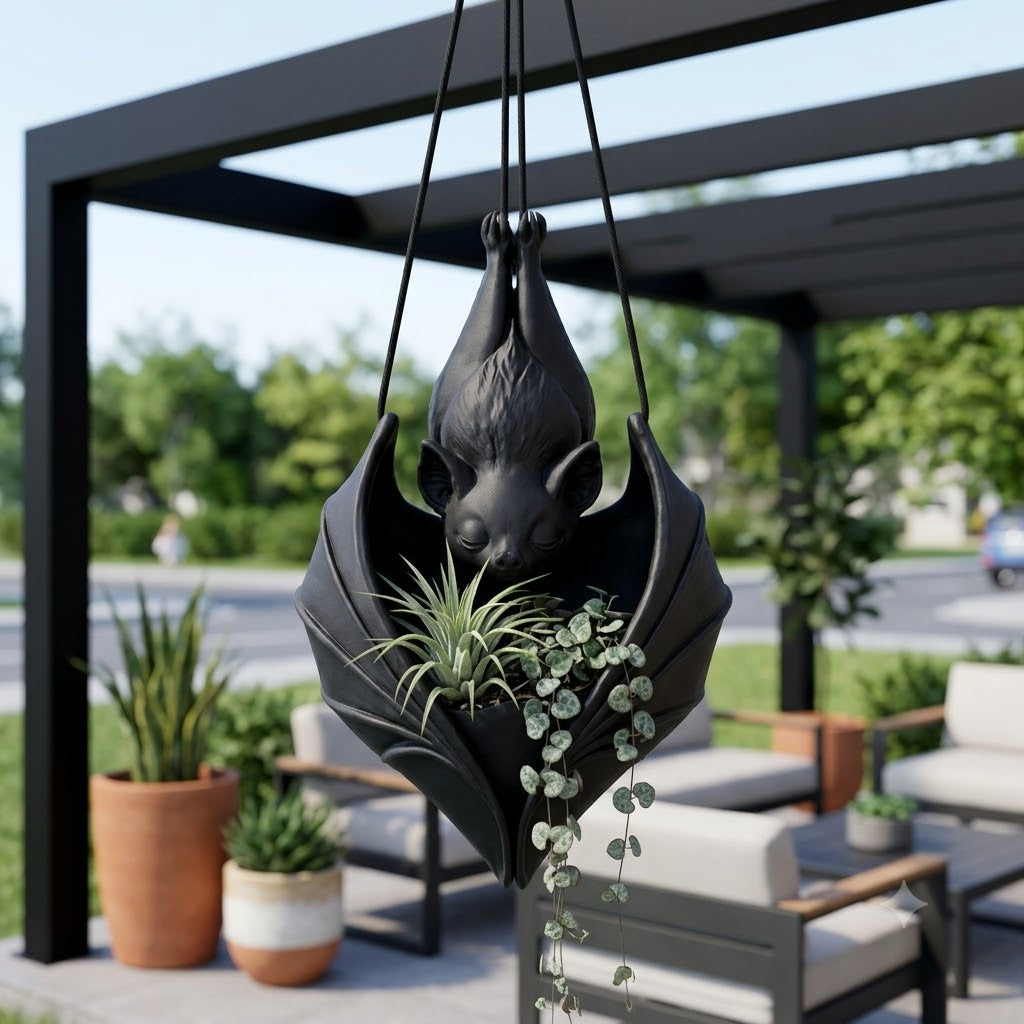 🦇 Hanging Bat Planter | Gothic Bat Succulent Pot