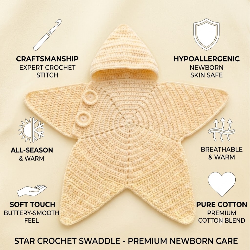 🌟Star Crochet Baby Swaddle Onesie