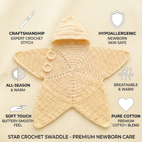 🌟Star Crochet Baby Swaddle Onesie