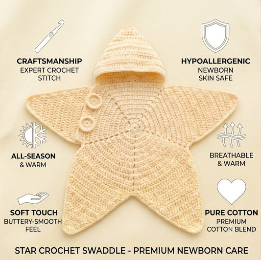 🌟Star Crochet Baby Swaddle Onesie
