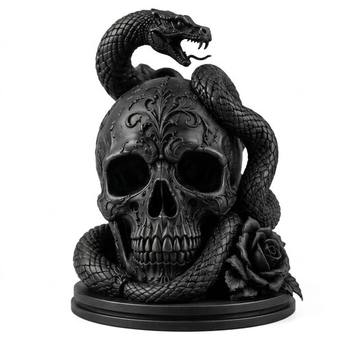 ☠️🌹Gothic Skull, Snake, and Rose Ornament