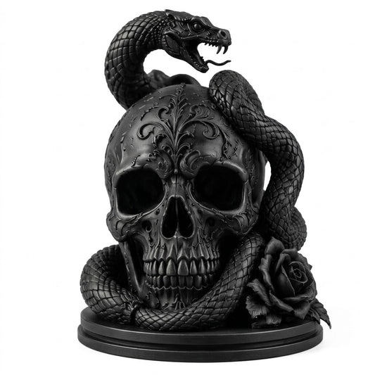 ☠️🌹Gothic Skull, Snake, and Rose Ornament