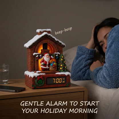 🎄🎅Santa's Fireplace Light‑Up Alarm Clock|Bring magical Christmas warmth to every morning