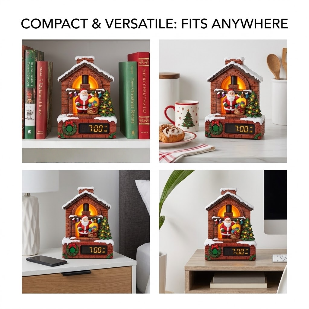 🎄🎅Santa's Fireplace Light‑Up Alarm Clock|Bring magical Christmas warmth to every morning