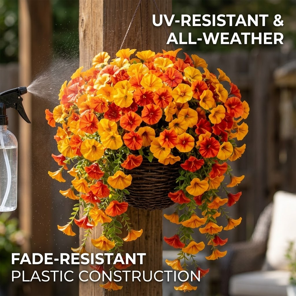 🍂 Artificial Fall Hanging Floral Swag | UV Resistant Autumn Orange Red Flower Garland